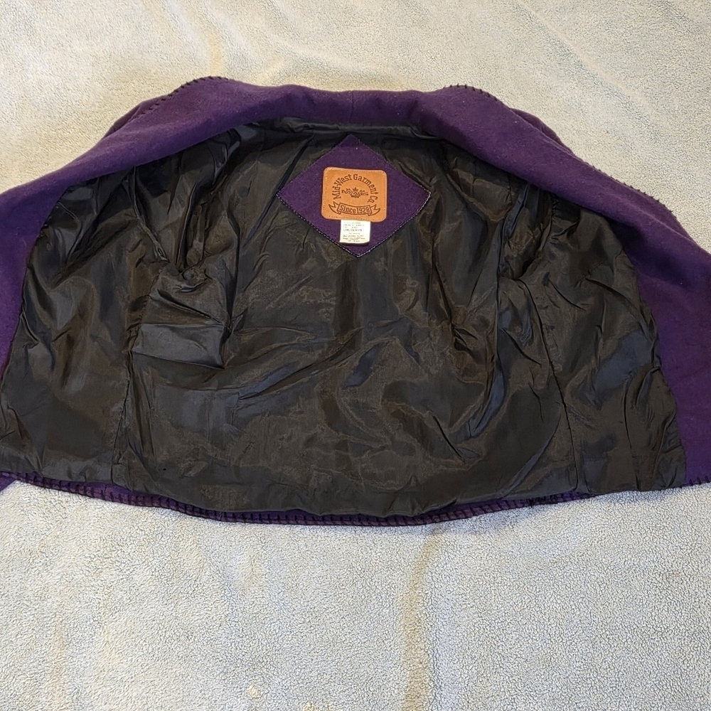 Vintage Women's Western Bolero Wool Jacket Mid West Garment Co. Purple Small - Picture 9 of 14